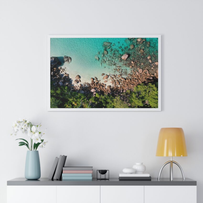 Poster - Seychelles Beach View from above, with frame