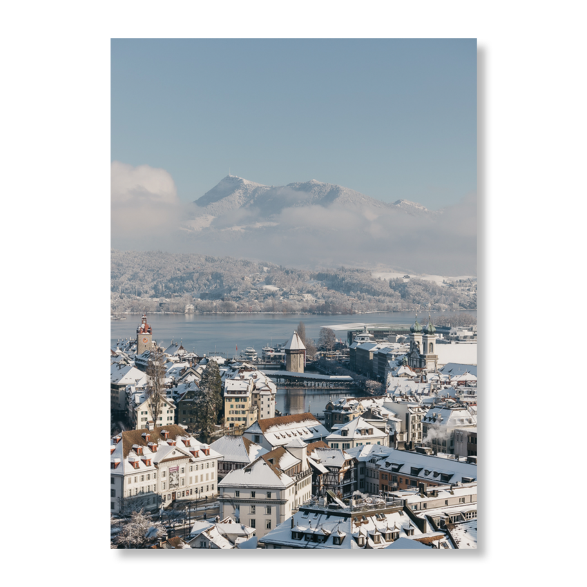 Winter in Luzern und Blick auf die Rigi
