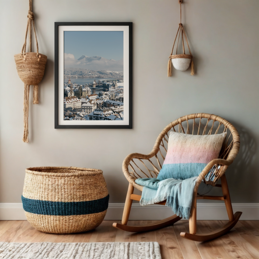 Luzern und Rigi im Winter, Blick vom Chateau Gütsch aus, Passepartout 50x70cm – Bild 2